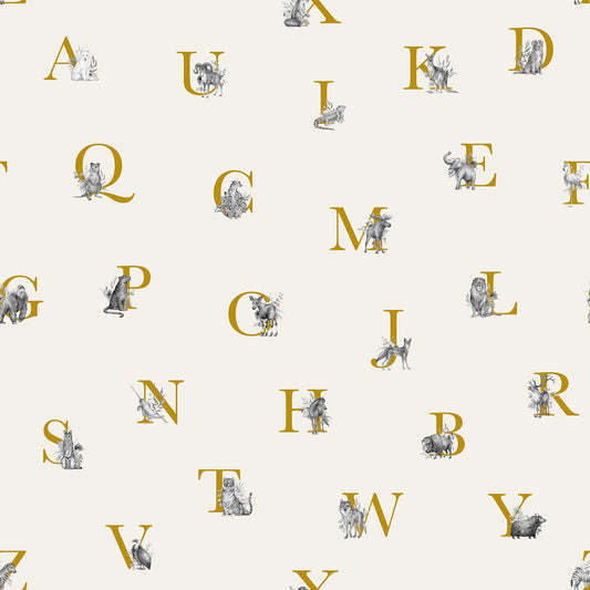 Animal_Alphabet_Gold_Wallpaper_Mural_Artwork