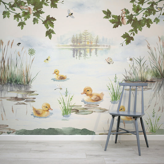 Puddles Summer Wallpaper With Grey Chair
