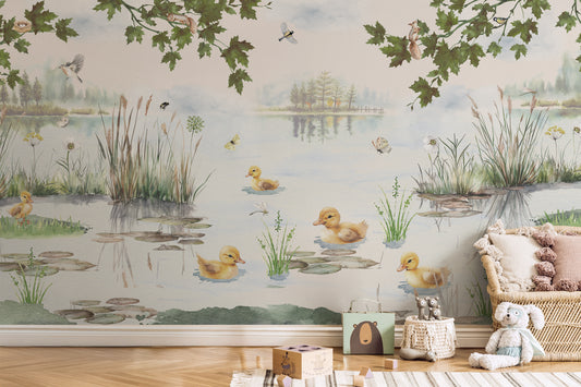 Puddles Summer Wallpaper in a Playroom