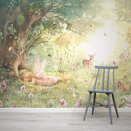 Haisley Wallpaper with a Grey Chair