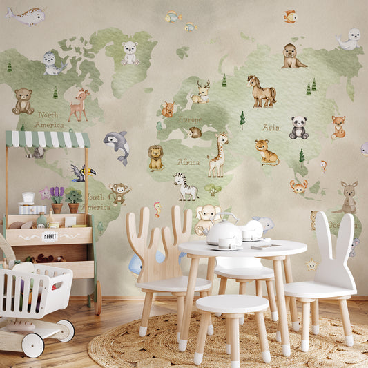 Small World in Play Room with animal chairs and tea set