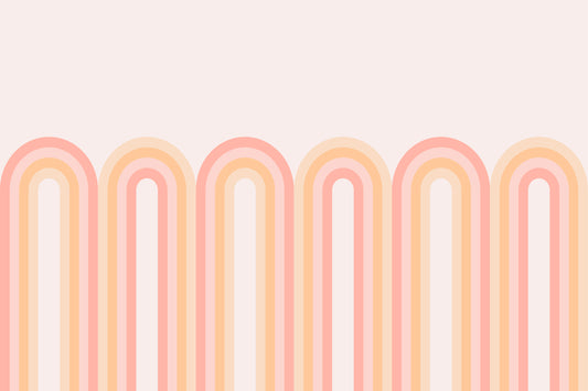 Archie Peach - Yellow & Pink Repeat Arches Wallpaper Mural Full Artwork