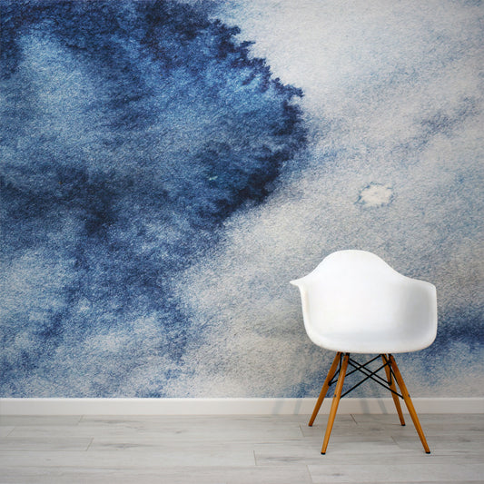 Bleu - Blue Watercolour Tie-Dye Wallpaper Mural