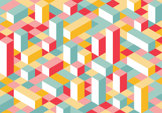 Burga - Multicolour Cube Block Abstract Wallpaper Mural