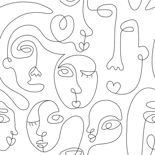 Diem - Abstracte Gezichten Liefde Hart Behang Muurschildering