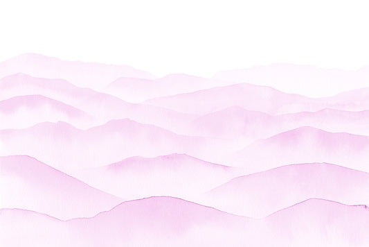 Fjelle Rose - Pink Watercolour Mountains Painting Wallpaper Mural