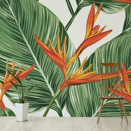 Kala - Green Tropical Watercolour Illustration Wallpaper Mural