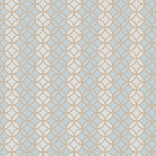 Shippo Light Cream and Blue Interlocking Circles Wallpaper Mural Full Artwork