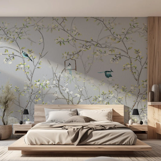 Chinoiserie Wallpaper: Elegant Branches, Blossom and Birds