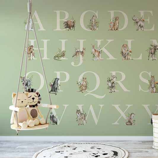 Animal Alphabet In Kids Bedroom With Hanging Chair