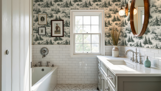 Bailey - Classic Snowy Forest Village Scenic Winter Landscape Art Pattern Wallpaper Mural