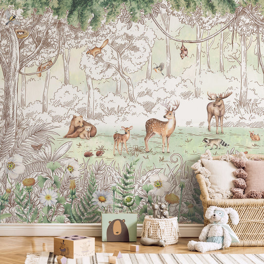 Birch Spring in kids bedroom with toys and wicker chair