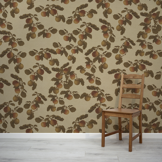 Cézanne Wallpaper Apple Tree Branch Pattern with wooden chair 