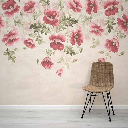 Poppy - Painted Trailing Poppy Wallpaper Mural