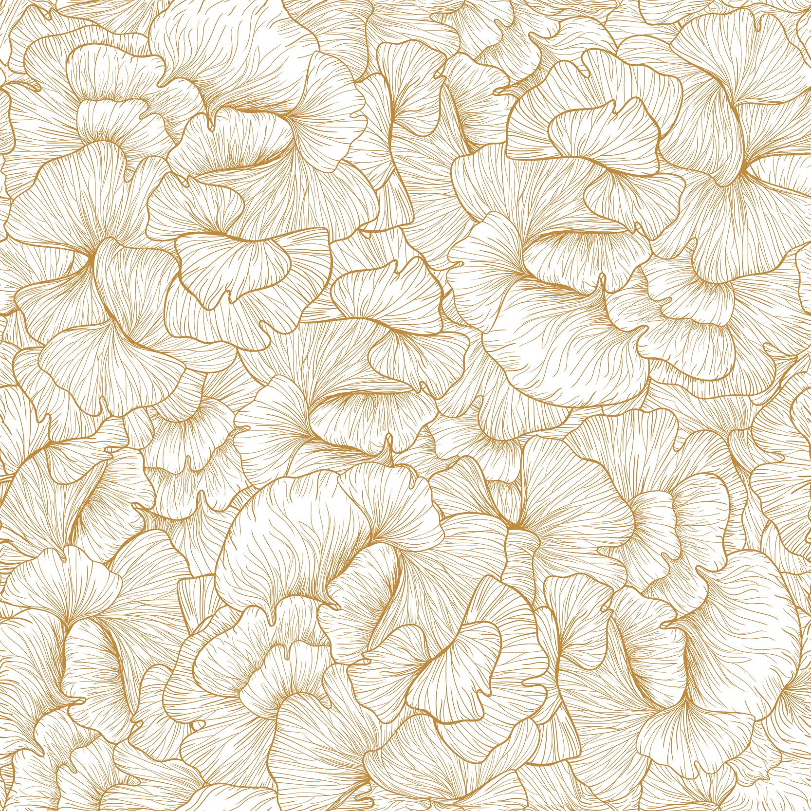 Chanterelle Gold Wallpaper Pattern of gold flowers on a cream background