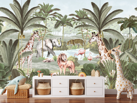 Royal Jungle - Kinder Jungle Behang Muurschildering