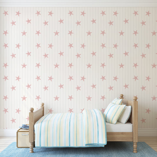 Ariel - Pinstripe Starfish Wallpaper Mural