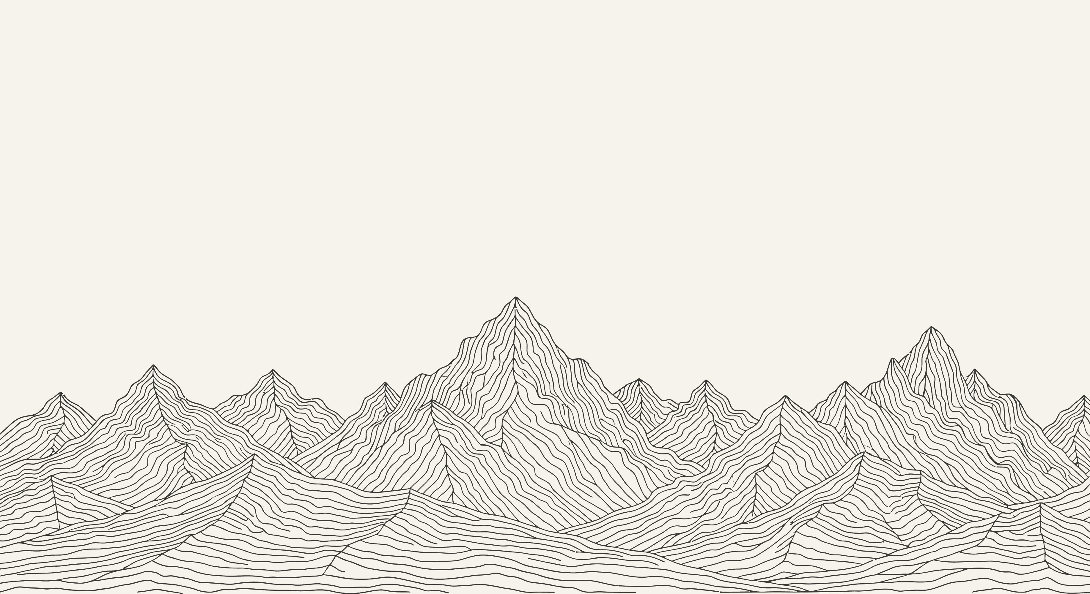 Line art of mountains on a beige background