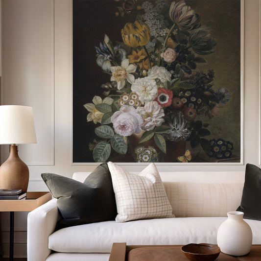 Eastical in modern living room with white couch and wooden lamp