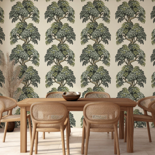 Eden In Dining Room With Wooden Table And Chairs And Beige Plant