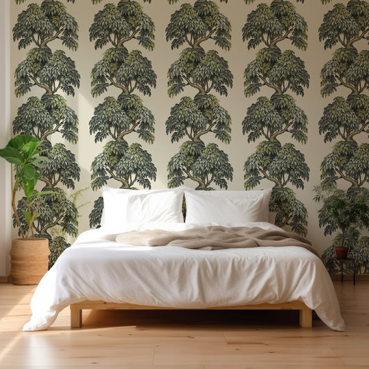 Eden in Bedroom With White Duvet and Pillows With Green Plant