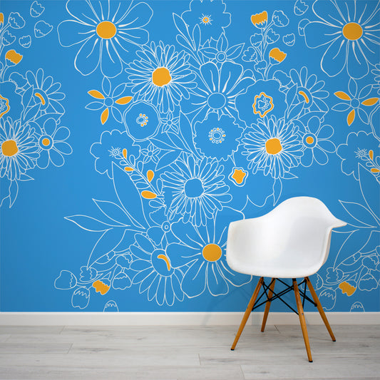 Electric Blooms Wallpaper In Room With White Chair