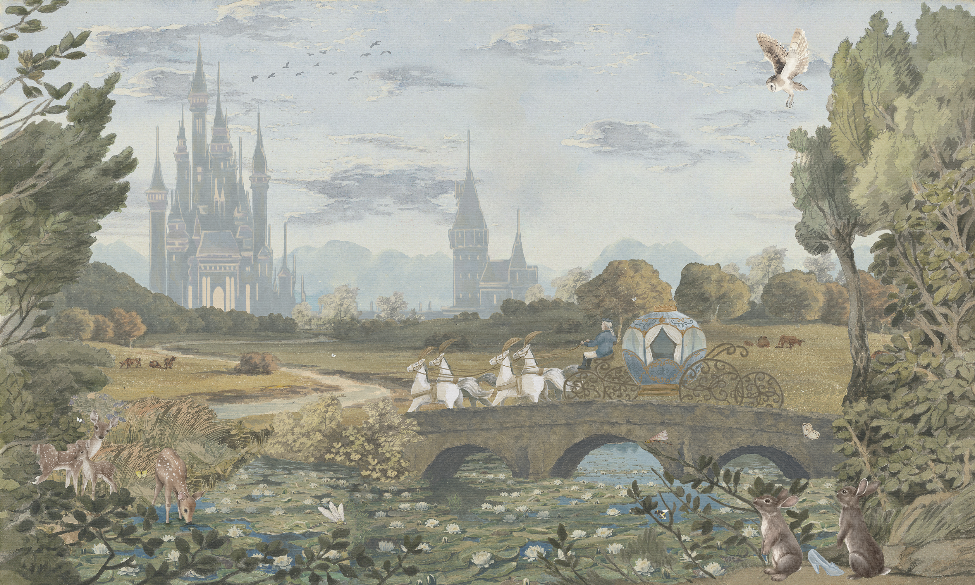 Ella - Princess Castle Landscape Wallpaper Mural