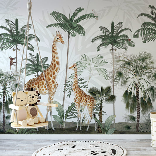 Gracious Giraffes Wallpaper In Kid's Lion Bedroom