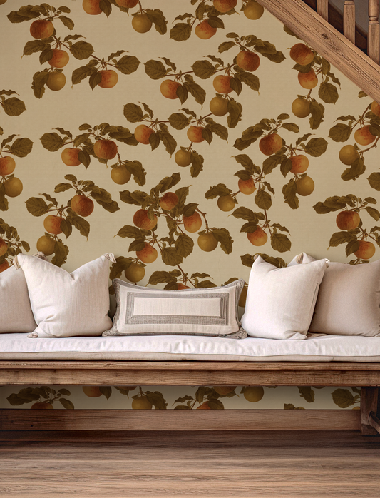 Cézanne - Vintage Apple Tree Branch Painting Pattern Wallpaper Mural