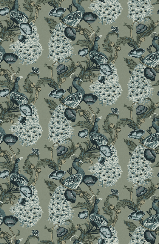 Josephine wallpaper a blue peacock pattern