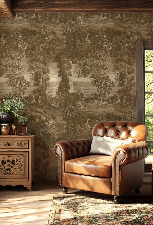 Katharine Harvest Wallpaper in a Living Room