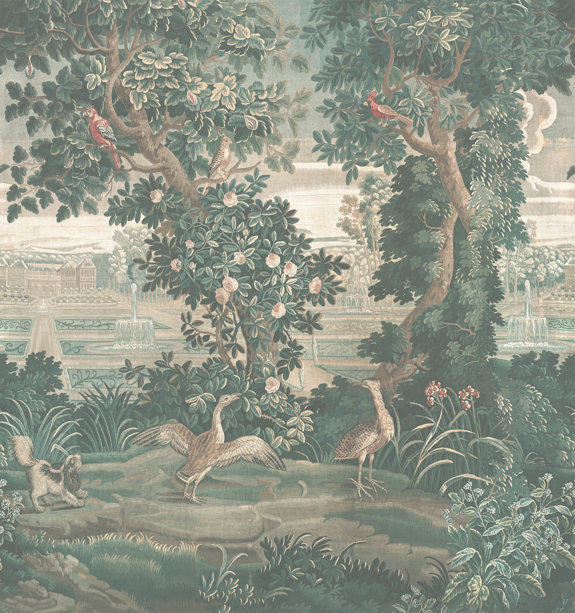 Katharine - Green Vintage Jungle Tapestry Mural Wallpaper Mural