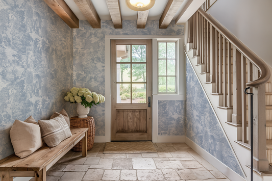 Kitty - French Blue Timeless Romantic Toile Pattern Wallpaper Mural