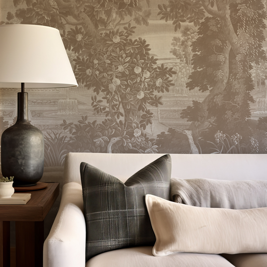 Agnes - Sable Brown Vintage Jungle Tapestry Mural Wallpaper Mural