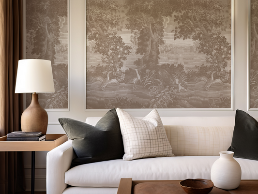 Agnes - Sable Brown Vintage Jungle Tapestry Mural Wallpaper Mural