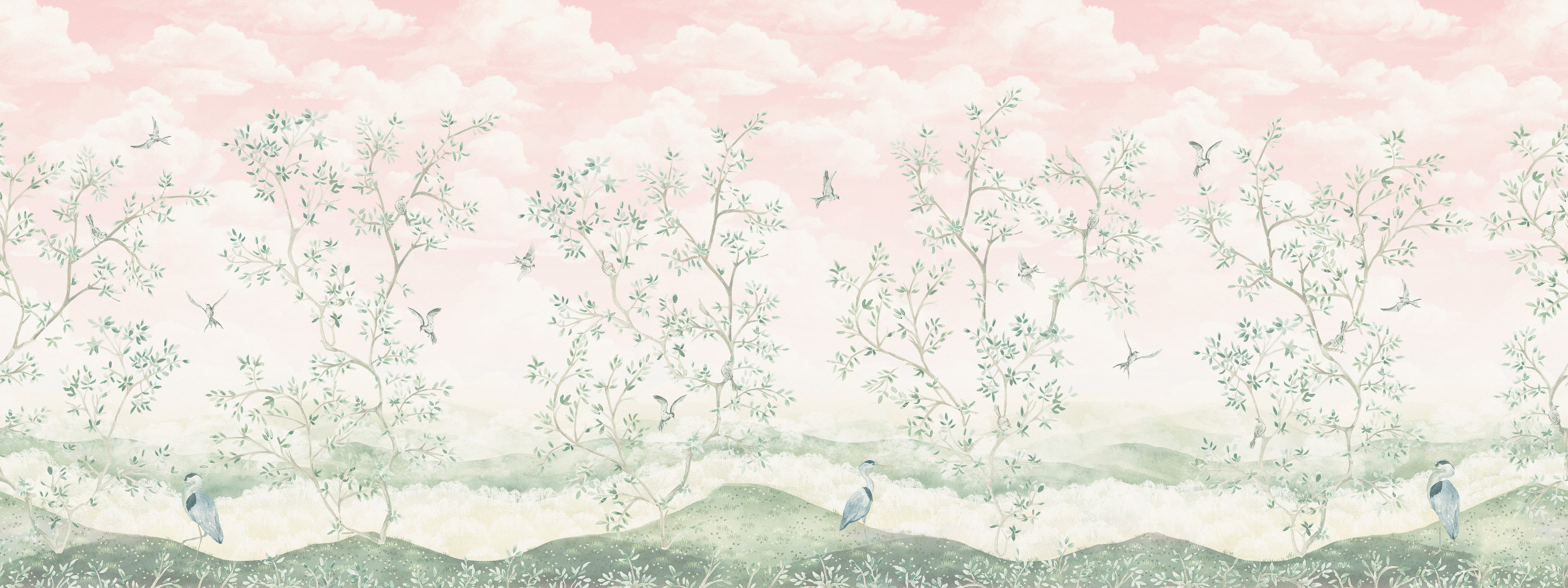Maeve - Pink Chinoiserie Trees Wallpaper Mural