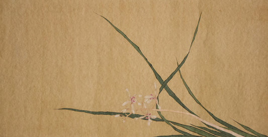 Orchid - Japanse roze orchidee-inkt schilderij behang muurschildering