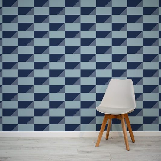 Oscar - Blue Geometric 3D Wallpaper