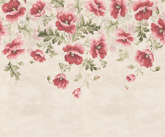 Poppy - Painted Trailing Poppy Wallpaper Mural
