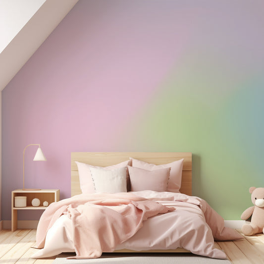 Rainbow Dreams In Girl's Bedroom With Small Teddy To The Side