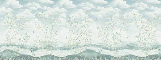 Rhea - Chinoiserie Blue Trees Wallpaper Mural