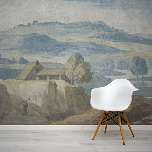 Rome Countryside Wallpaper Mural In Room With White Chair