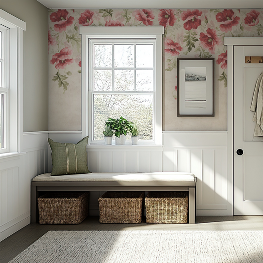 Poppy - Painted Trailing Poppy Wallpaper Mural