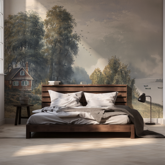 Mallory - Country Cottage Scene Wallpaper Mural