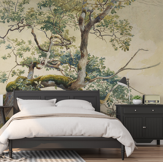 Alder - Tree Branch Watercolour Art Wallpaper Mural
