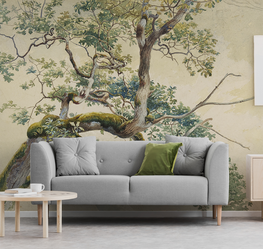 Alder - Tree Branch Watercolour Art Wallpaper Mural