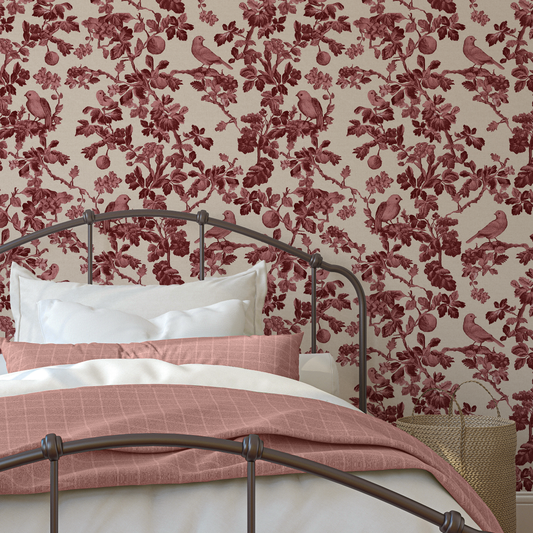 Ruby - Floral Bird Wallpaper Mural