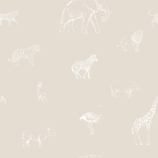 Safari_Sketchbook_Beige_Wallpaper_Mural_Artworl