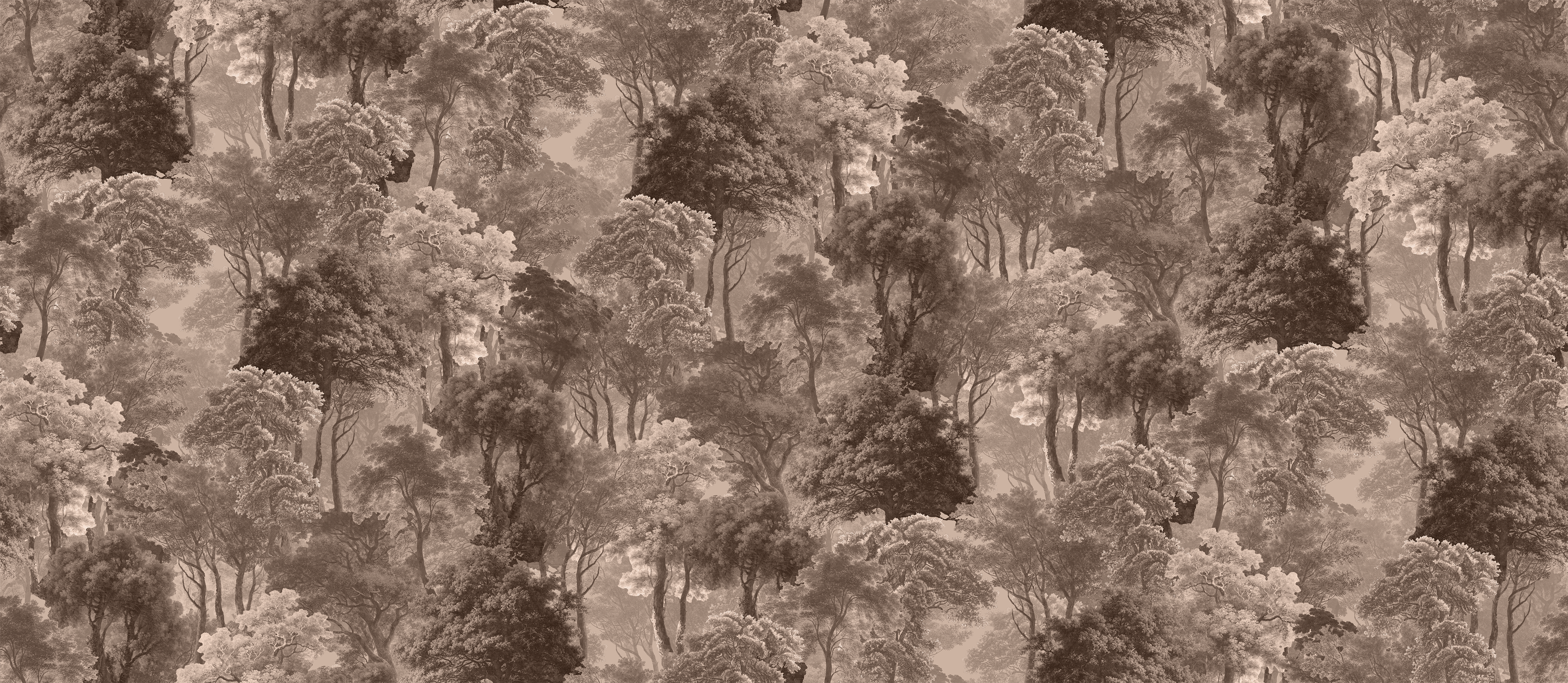 Pattern of trees in a forest with a sepia tone