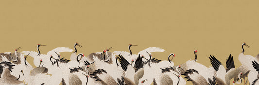Tsuruko - Vintage Olive Japanese Crane Wallpaper Mural